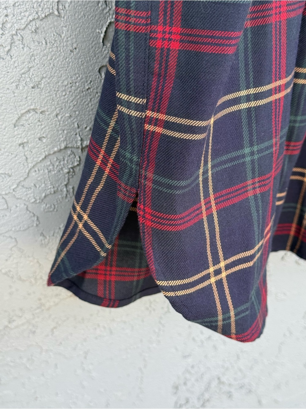 UNTUCKit Parker Tartan Plaid Button-Front Shirt Midi Dress Tie Navy Red 10 - Picture 5 of 8